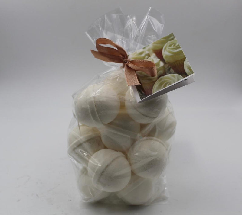 14 bath bombs in Orange Dreamsicle fragrance, gift bag bath fizzies, great for dry skin, shea, cocoa, 7 ultra rich oils