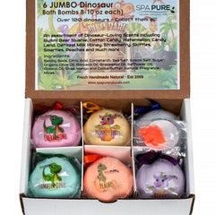 Dinosaur Bath Bomb Gift Set for Kids with Surprise (Dinosaur) Roar.. USA Made, Natural, Organic, for Girls/Boys (6-Pack Gift Set)