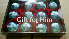 Gift Set with 12 foil wrapped 2.5 oz bath bombs, great for dry skin, Manly Scents