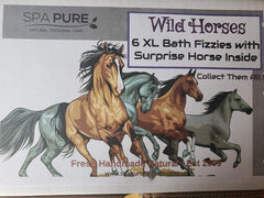 Spa Pure WILD HORSES Bath Bombs: for kids with 6 XL bath bombs with surprise horses inside, U.S.A. Made, Handmade, natural ingredients