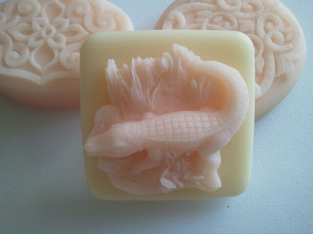 Pink Alligator Gift Soaps ultra-rich Shea and Cocoa butter goats milk, 4 oz each, you select Fragrance & Color