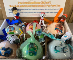 6 XL Bath bombs with Surprise PAWs Patrol toys inside, collect them all, USA made