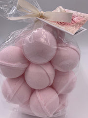 14 bath bombs in Pink Sugar (Aquolina Type)  fragrance, gift bag bath fizzies, great for dry skin, shea, cocoa, 7 ultra rich oils