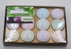12 Aromatherapy Shower Steamers - NEWEST - Most Popular scents - 100% Essential Oil Blends - individually wrapped 1.6 oz each